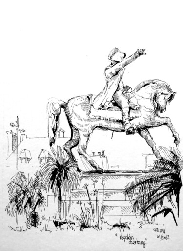 Drawing titled "Napoléon, Cherbourg" by Veronique Gaudin, Original Artwork, Ink