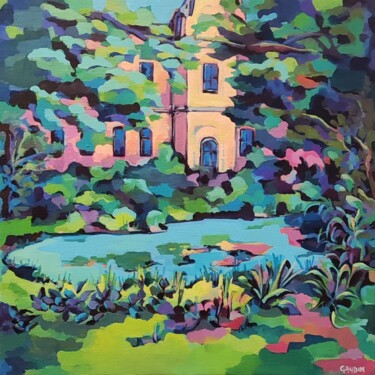 Painting titled "Square du temple, P…" by Veronique Gaudin, Original Artwork, Acrylic Mounted on Wood Stretcher frame