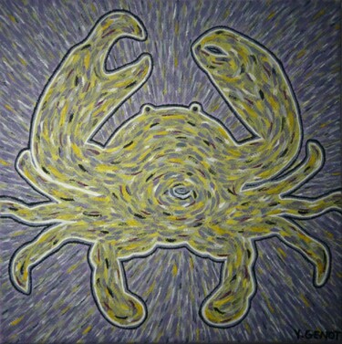 Peinture intitulée "Crabe rayonnant" par Véronique Génot, Œuvre d'art originale, Huile