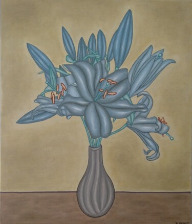 Painting titled "Petit bouquet de ly…" by Véronique Génot, Original Artwork, Oil