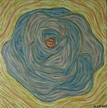 Peinture intitulée "Blue rose vibes" par Véronique Génot, Œuvre d'art originale, Huile
