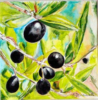 Peinture intitulée "Olives" par Véronique Grinenwald, Œuvre d'art originale