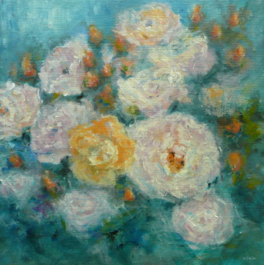 Painting titled "Roses" by Véronique Heim, Original Artwork, Acrylic