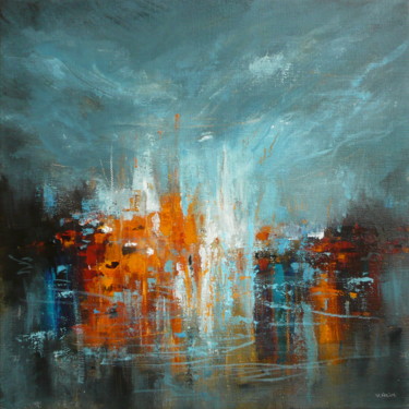 Painting titled "Abstract landscape…" by Véronique Heim, Original Artwork, Acrylic