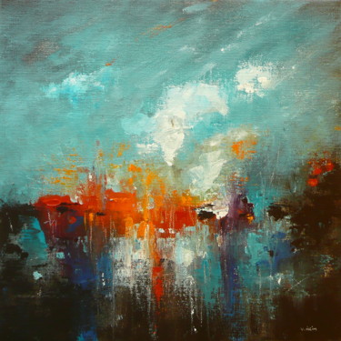 Painting titled "Paysage abstrait 20…" by Véronique Heim, Original Artwork, Acrylic