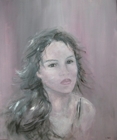 Pittura intitolato "Portrait de Femme -…" da Véronique Heim, Opera d'arte originale, Acrilico
