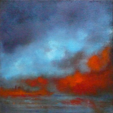 Painting titled "Blue, orange and pe…" by Véronique Heim, Original Artwork, Acrylic