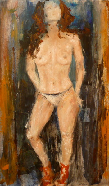 Painting titled "Un peu plus nue" by Véronique Heim, Original Artwork, Acrylic