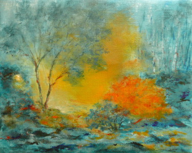 Painting titled "Contre-jour un mati…" by Véronique Heim, Original Artwork, Acrylic