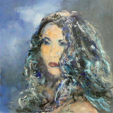 Malerei mit dem Titel "Portrait de femme -…" von Véronique Heim, Original-Kunstwerk, Acryl