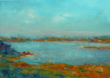 Painting titled "Bords de Loire" by Véronique Heim, Original Artwork, Acrylic