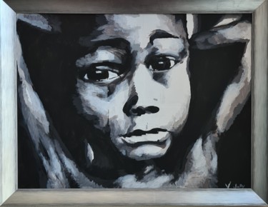 Pintura titulada "Enfant noir et blanc" por Véronique Jolly, Obra de arte original, Acrílico