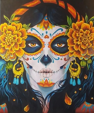 Painting titled "Catrina" by Véronique Jolly, Original Artwork, Acrylic