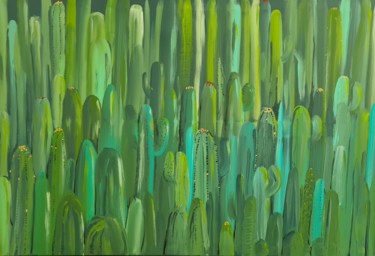 Painting titled "Cactus" by Véronique Jolly, Original Artwork, Acrylic