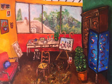 Painting titled "L'atelier II" by Véronique-Joséphine Françaix, Original Artwork, Acrylic