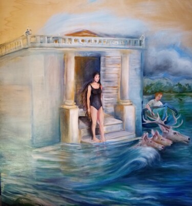 Painting titled "La reine des mers" by Veronique Labadie Layton, Original Artwork, Oil