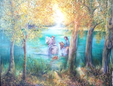 Peinture intitulée "Lac de Caraman" par Veronique Labadie Layton, Œuvre d'art originale, Huile Monté sur Châssis en bois