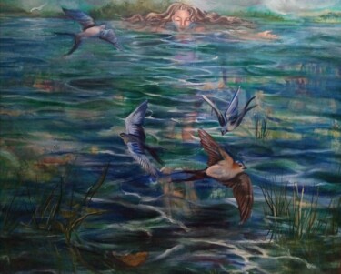 Peinture intitulée "Dans l eau" par Veronique Labadie Layton, Œuvre d'art originale, Huile