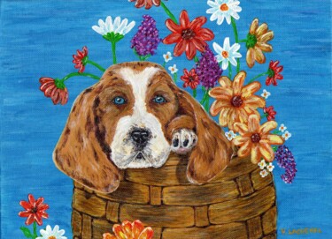 Painting titled "Happy Doggy" by Véronique Lachenal, Original Artwork, Acrylic
