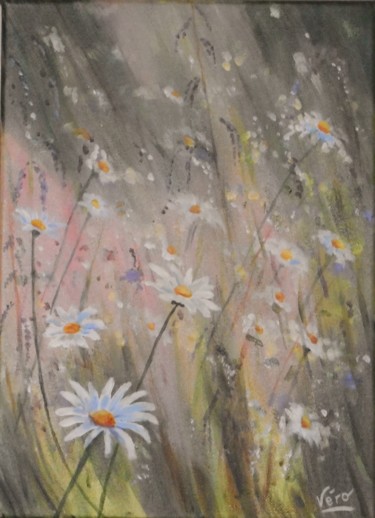 Картина под названием "Fleurs sauvages" - Véronique Lauron, Подлинное произведение искусства, Акрил