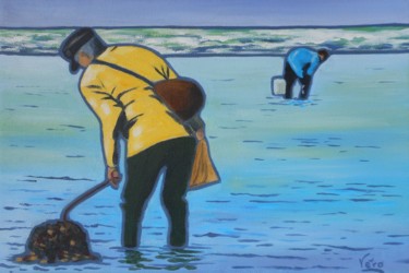 Peinture intitulée "La pêche aux coquil…" par Véronique Lauron, Œuvre d'art originale, Acrylique
