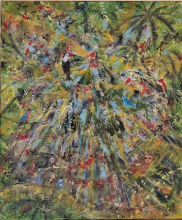Peinture intitulée "Abstrait - Jungle 3" par Véronique Lauron, Œuvre d'art originale, Acrylique