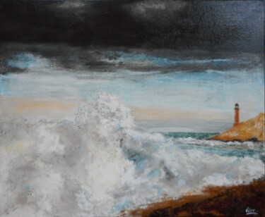 Pintura titulada "Un phare en Patagon…" por Véronique Lauron, Obra de arte original, Acrílico