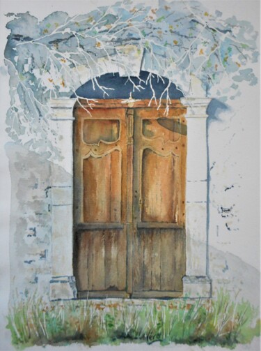 Painting titled "Aquarelle originale…" by Véronique Lauron, Original Artwork, Watercolor