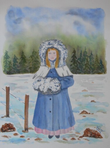 Peinture intitulée "Portrait femme aqua…" par Véronique Lauron, Œuvre d'art originale, Aquarelle