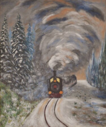 Painting titled "Voyage en train sou…" by Véronique Lauron, Original Artwork, Acrylic