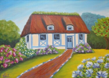 绘画 标题为“La maison bleue” 由Véronique Lauron, 原创艺术品, 油