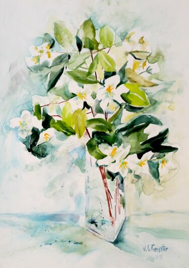 Painting titled "Seringat" by Véronique Le Forestier, Original Artwork, Watercolor