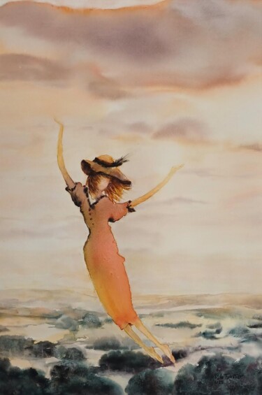 Peinture intitulée "Prendre de la haute…" par Véronique Le Forestier, Œuvre d'art originale, Aquarelle