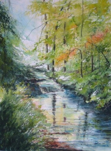 Peinture intitulée "Ruisseau(gd format)" par Véronique Le Forestier, Œuvre d'art originale
