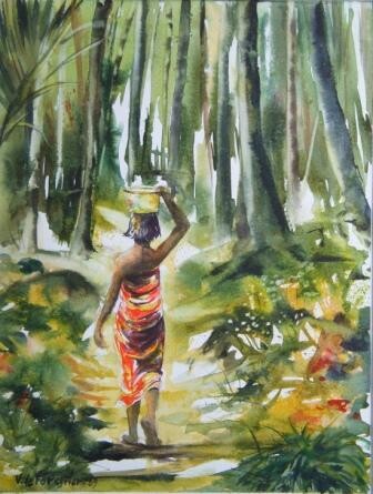 Painting titled "Au Bahamas" by Véronique Le Forestier, Original Artwork