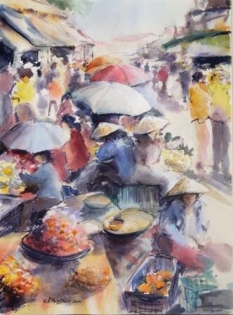 Painting titled "Laos" by Véronique Le Forestier, Original Artwork