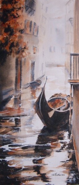Peinture intitulée "Venise, petit canal" par Véronique Le Forestier, Œuvre d'art originale