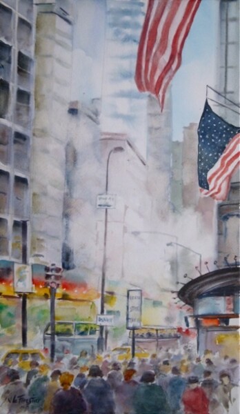 Peinture intitulée "Agitation new yorka…" par Véronique Le Forestier, Œuvre d'art originale