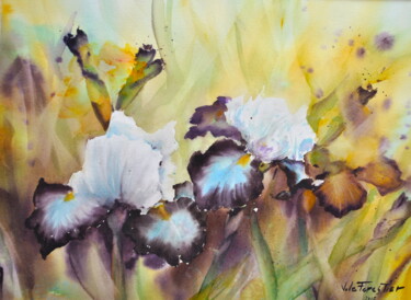 Peinture intitulée "iris-2" par Véronique Le Forestier, Œuvre d'art originale, Aquarelle
