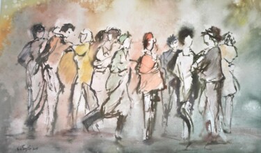 Painting titled "Ensemble" by Véronique Le Forestier, Original Artwork, Watercolor