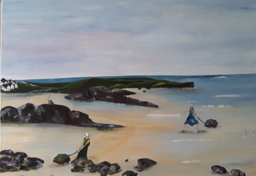 Painting titled "Bord de mer" by Veronique Lemercier, Original Artwork, Acrylic