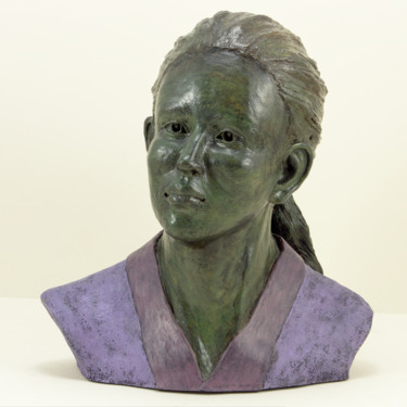Sculpture titled "En Peignoir" by Véronique Lopez-Boiteux, Original Artwork, Terra cotta