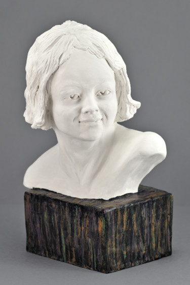 Skulptur mit dem Titel "La jeune fille" von Véronique Lopez-Boiteux, Original-Kunstwerk, Terra cotta