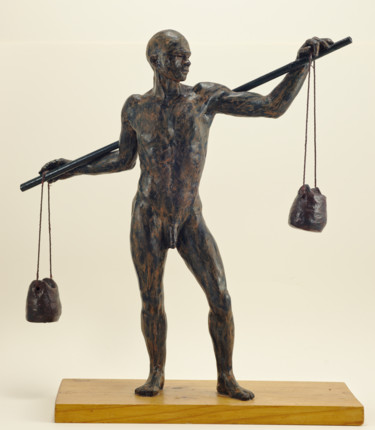 Sculpture intitulée "Le porteur d'eau" par Véronique Lopez-Boiteux, Œuvre d'art originale, Terre cuite