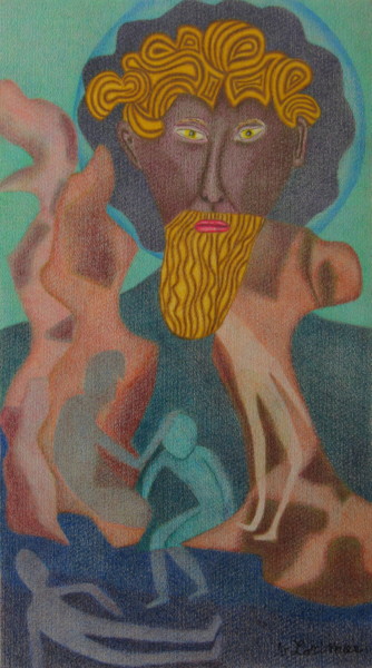 Dessin intitulée "Prisonniers de Nept…" par Véronique Lorimier, Œuvre d'art originale, Crayon