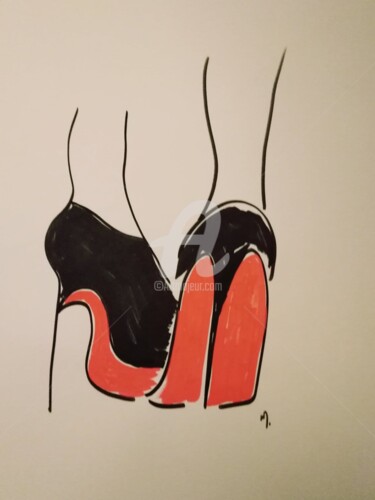 Drawing titled "louboutin" by Véronique Marchese, Original Artwork, Marker
