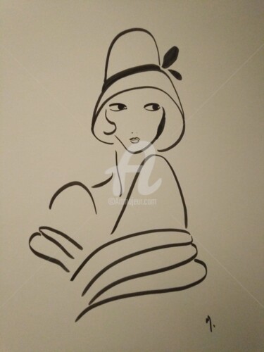 Drawing titled "Madame de" by Véronique Marchese, Original Artwork, Marker