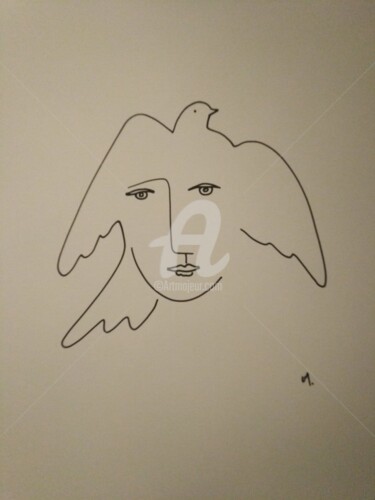 Drawing titled "Paix" by Véronique Marchese, Original Artwork, Marker