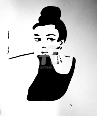 Dessin intitulée "Audrey Hepburn" par Véronique Marchese, Œuvre d'art originale, Marqueur