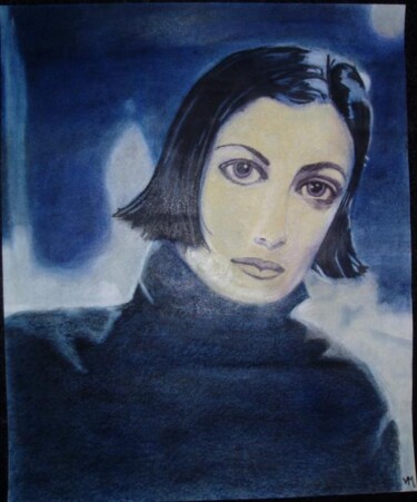 Peinture intitulée "Femme en bleu" par Véronique Martin, Œuvre d'art originale